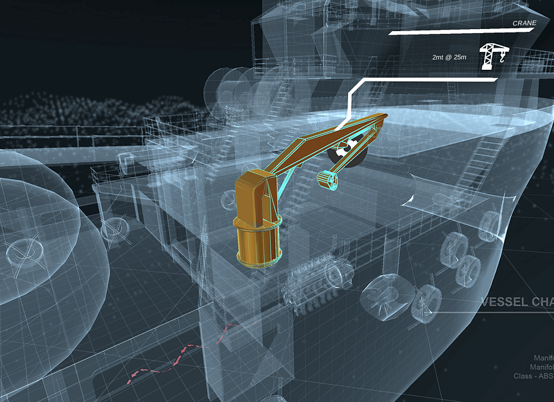 Flexscale Interactive 3D Virtual application x-ray view of large ship