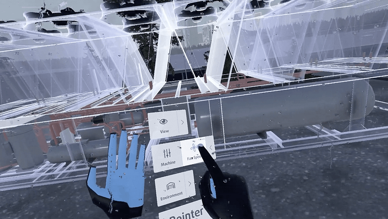 Virtual reality gesture control hands in 3D real time HVAC application