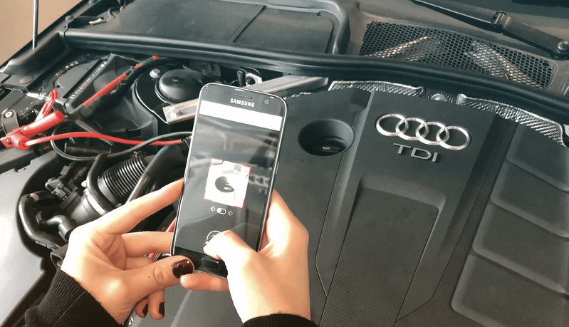 Audi Augmented Reality AR mobile application of remote assistance of Audi engine